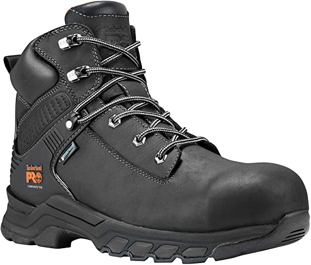 Timberland PRO Men's Hypercharge 6" Composite Toe Waterproof Industrial Boot, Black Full Grain Leather, 10.5 W US