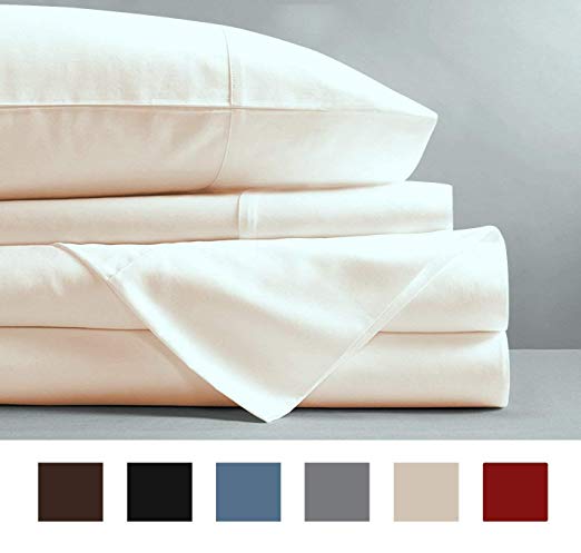 21 inches EXTRA DEEP POCKET - 800 Thread Count Egyptian Cotton Sheet Set, 800TC, King, Solid Ivory