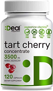 Deal Supplement Tart Cherry Concentrate, 3500mg Herbal Equivalent, 120 Capsules, Non-GMO, Made in USA (120 Caps)