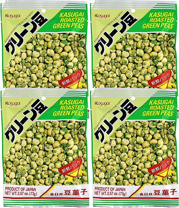 Kasugai Roasted Green Peas 2.57 ounces (Pack of 4)