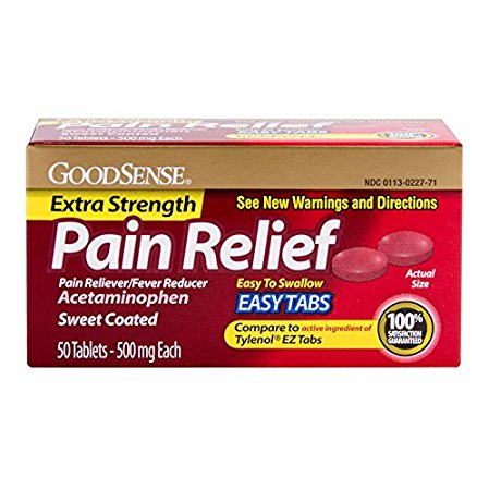 GoodSense Acetaminophen Pain Relief Easy Tablets, 500 mg, 50 Count