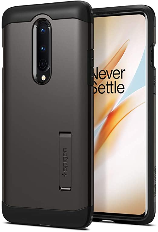 Spigen, Tough Armor, Compatible with OnePlus 8, Dual Layer Hybrid Drop Protection Enhanced Kickstand Phone Cover for OnePlus 8 - Gunmetal