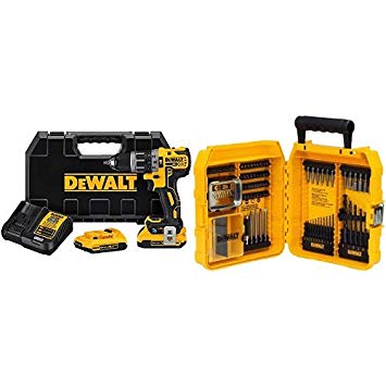 DEWALT DCD797D2 20V Max XR Tool Connect COMPACT Hammerdrill Kit with DEWALT Drill/Driver Set, 80-Piece  (DW2587)