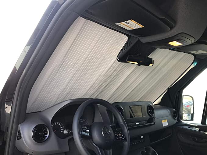 HeatShield, The Original Windshield Sun Shade, Custom-Fit for Mercedes-Benz Sprinter Crew Van (Cargo) w/Lane Keeping Assist 2019, 2020, Silver Series