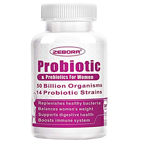 Probiotics for Women 50 Billion CFU, 14 Strains, Supports Vaginal, Digestive and Immune Health, Prebiotic Fiber No Refrigeration Shelf Stable, Gluten & Soy Free 60 Tablets