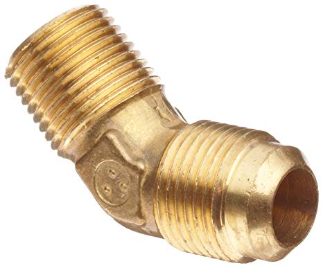 Anderson Metals Brass Tube Fitting, 45 Degree Elbow, 1/2" Flare x 1/2" Male Pipe