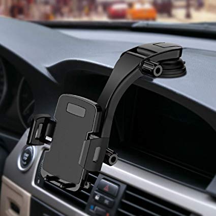 Miracase Cell Phone Holder for Car,Upgrade Dashboard & Windshield 360° Rotation One Button Car Phone Mount Holder Compatible iPhone Xs MAX/XS/XR/X/8plus/7/8/6,Galaxy S10/S9/S8,Google,Huawei(4”-6.5“)
