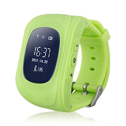 Witmoving Childrens Smartwatch GPS Tracker Kids Wrist Watch Phone Sim Anti-lost SOS Bracelet Parent Control By iPhone IOS Android Smartphone (Green)