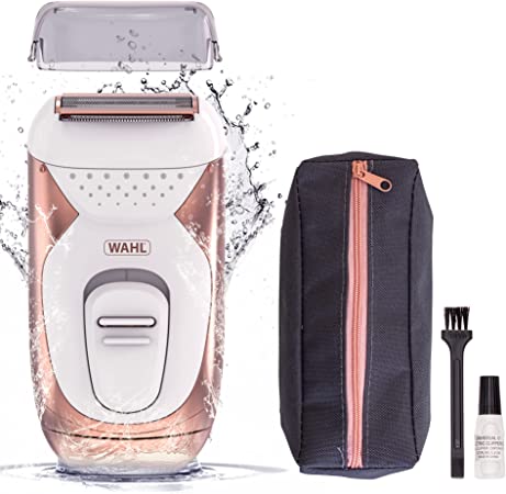 WAHL Ladies Shaver, Wet Dry Hair Remover Legs Underarms, Bikini Trimmer, Painless Hair Removal, Light Portable Shavers, Smooth Shaving, Less Irritation, Showerproof Electric Razor,Pink and White