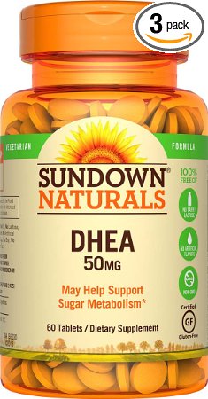 Sundown Naturals DHEA 50 mg, 60 Tablets (Pack of 3)