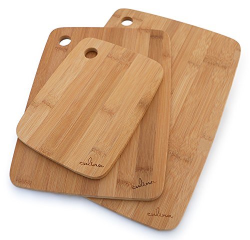 Culina Bamboo Wood Cutting Board, Set of 3 Sizes: 8"x6", 11"x8.5", 13"x9"