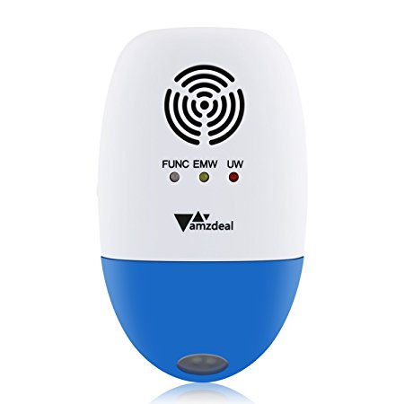 Amzdeal Pest Repeller Ultrasonic Electronic Pest Control Repellent for Mosquito Mice with LED Light