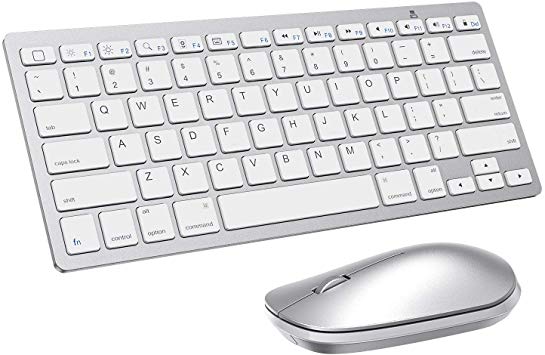 Wireless Keyboard and Mouse for iPad (iPadOS 13 and Above), SPARIN Bluetooth Keyboard Mouse Combo for iPad, Compatible with iPad 10.2 / iPad Pro / iPad Air / iPad Mini - Silver White