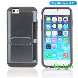 iPhone 6 CaseiPhone 6S CaseAgrigle Slim Fit Shock-Absorption Kickstand Feature Card Slots Cash Compartment Full Body Protective Case Cover for iPhone 66s 47Inch Black