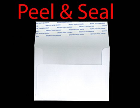 A7 Premium Heavy 50 White Peel and Seal (5 1/4" x 7 1/4") 4x7 White Wedding Shower Announcement Photo Envelopes