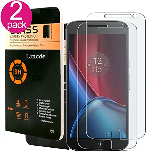 Moto G4 Plus Screen Protector,Moto G4 Plus Screen Protector Glass,Linycase 2 Pack Moto G4 Plus Tempered Glass,[Ultra Clear][9H Hardness]Screen Protector for Moto G4 Plus