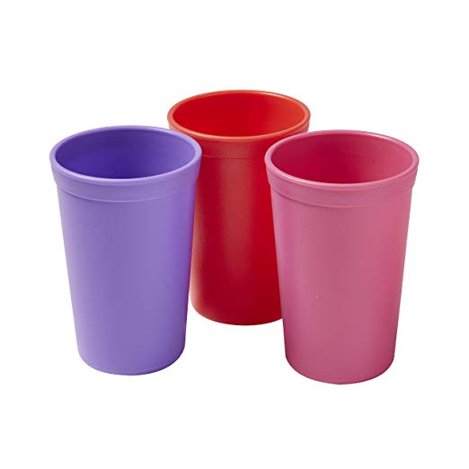 ECR4Kids My First Meal Pal Drinking Plastic Kids Cup – BPA-Free, Dishwasher Safe, Stackable Tumblers for Baby, Toddler and Children - 3-Pack, Berry