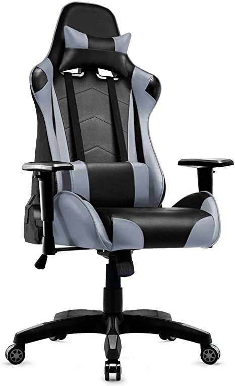 Aobuy Intimate WM Heart Gaming Chair Ergonomic Racing Chair,Adjustable High Back PC Gaming Chair with Arms and Back Support,Reclining Desk Chairs Office Chairs (Grey)