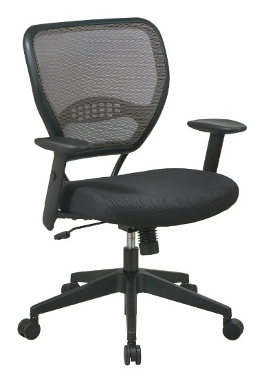 SPACE Seating AirGrid Latte Back and Padded Padded Mesh Seat 2-to-1 Synchro Tilt Control Adjustable Arms and Tilt Tension with Nylon Base Managers Chair