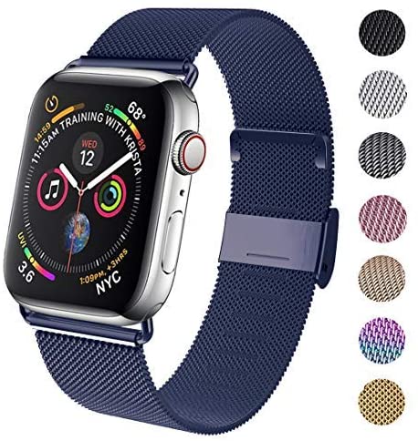 GBPOOT Band Compatible with Apple Watch Band 38mm 40mm 42mm 44mm, Wristband Loop Replacement Band for Iwatch Series 6/SE/5/4/3/2/1,Midnight Blue,38/40mm