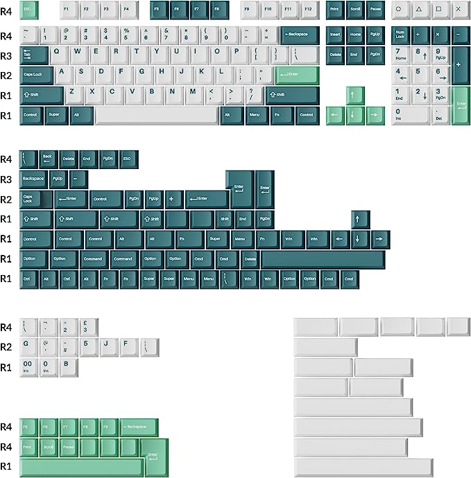 Keychron Double Shot Cherry PBT Keycap Full Keycap Set (219 Keys) - White Mint