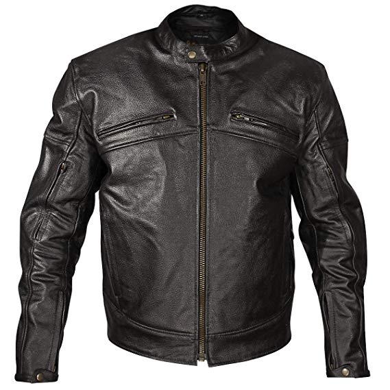 Xelement XSPR105 'The Racer' Mens Black Armored Leather Racing Jacket - Small