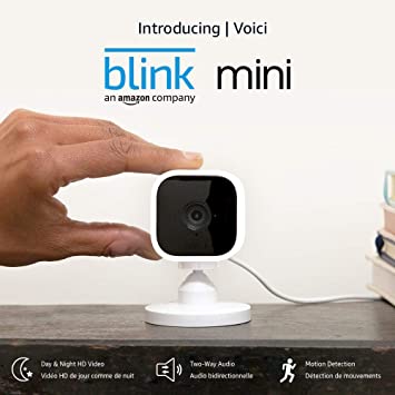 Introducing Blink Mini – Compact indoor plug-in smart security camera, 1080 HD video, motion detection, Works with Alexa – 1 camera