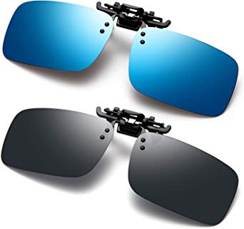 Polarized Flip Up Clip-on Sunglasses Anti-Glare UV 400 Lens Fishing Driving Sunglasses Fit Over Prescription Glasses