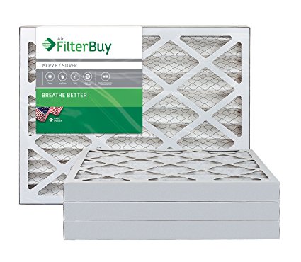 AFB Silver MERV 8 16x20x2 Pleated AC Furnace Air Filter. Pack of 4 Filters. 100% produced in the USA.