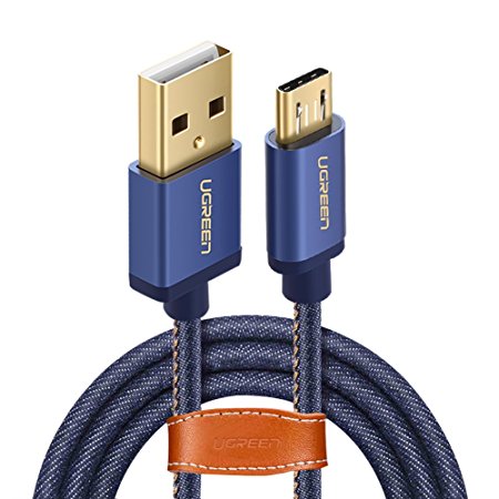 UGREEN Micro USB Cable Denim Braided Fast Charging Cable USB to Micro USB Data Cable for Samsung Galaxy S7 Edge, S6, S4, LG G4, Motorola, Sony, HTC, Smartphone, Tablets, PS4, Xbox One Controller (6ft)