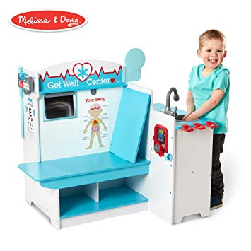 Melissa & Doug Wooden Get Well Doctor Activity Center - Waiting Room, Exam Room, Check-in Area