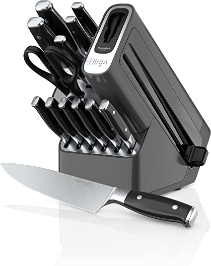 Ninja K32014 Foodi NeverDull Premium Knife System, 14 Piece Knife Block Set, Stainless Steel/Black