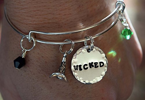 Wicked Bangle. Adjustable Bangle Bracelet. Wicked the Musical.Wizard of OZ. Witches.Wicked Jewelry.Wicked Charm Bangle.