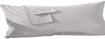 beddingstar Body Pillowcase 20x48 Silver Grey Body Pillow Cover 100% Pure Egyptian Cotton Hotel Quality 1-Pieces 20x48 Body Pillow Case Genuine 500 Thread Count Zipper Body Pillow Cover Silver Grey