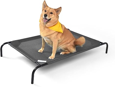 Coolaroo The Original Cooling Elevated Pet Bed, Raised Breathable Washable Indoor and Outdoor Pet Cot, Large, Gunmetal