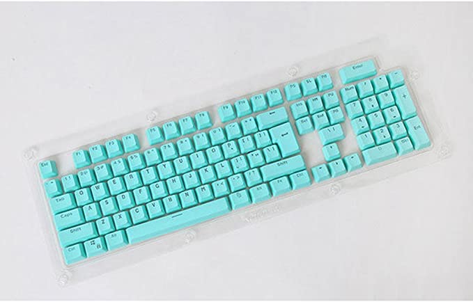 hudiemm0B Mechanical Keyboard Doubleshot PBT Spacebar 104 Keycap Backlit for Cherry MX Turquoise