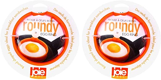 MSC International FBA_50600 50666 Joie Eggy 3.5" Non-Stick Silicone Compact Egg Ring with Folding Handle, Orange.2 Count, Limited edition