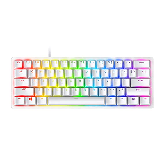 Razer Huntsman Mini - Mercury Edition - 60% Optical Gaming Keyboard (Linear Red Switch, White) - RZ03-03390400-R3M1