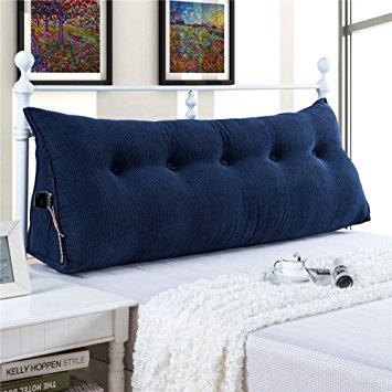 Vercart Sofa Bed Large Filled Triangular Wedge Cushion Bed Backrest Positioning Support Pillow Reading Pillow Office Lumbar Pad with Removable Cover Deep Blue