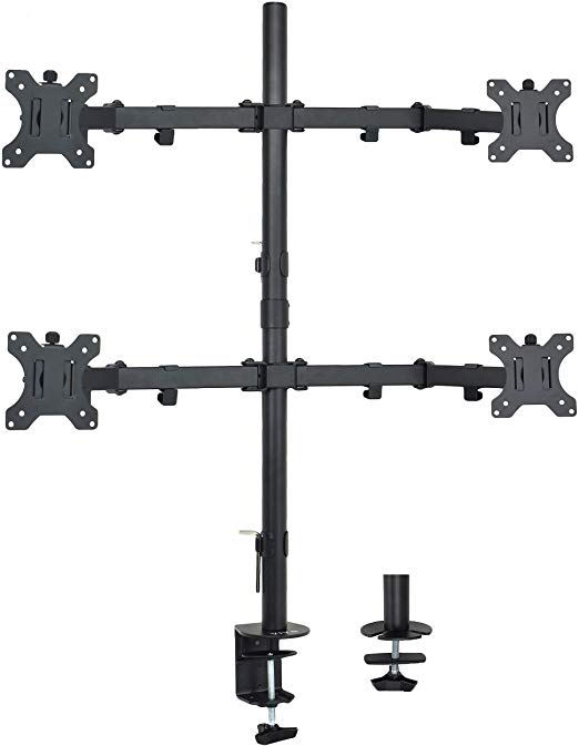 Quad LCD Monitor Desk Mount Stand Heavy Duty Fully Adjustable fits 4 /Four Screens up to 27" ~ (by VIVO)