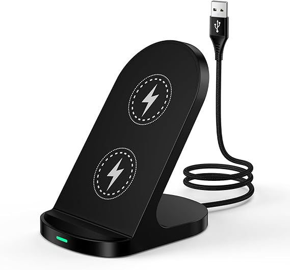 15W Wireless Charger Stand Fast Charging Pad Dock Compatible Samsung Galaxy S24 S23 S22 S21 S20 Ultra 5G FE Plus S10 S9 S8 S7, Note 20 10 9 8, Z Flip, Z Fold5/4/3, Google Pixel 8 7 Pro 6 5 4 XL