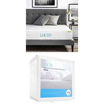 LUCID 10 Inch Latex Foam Mattress - Ventilated Design - CertiPUR-US Certified Foam - 10 Year Warranty - Twin with LUCID Encasement Mattress Protector - Twin