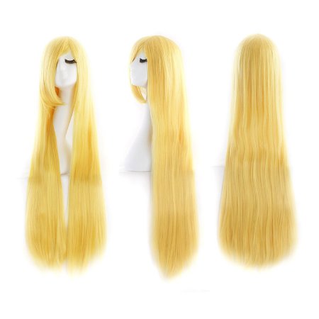 iLoveCos Halloween Wigs Womens Japanese Costume Wigs Anime Long Straight Cosplay Wig Golden