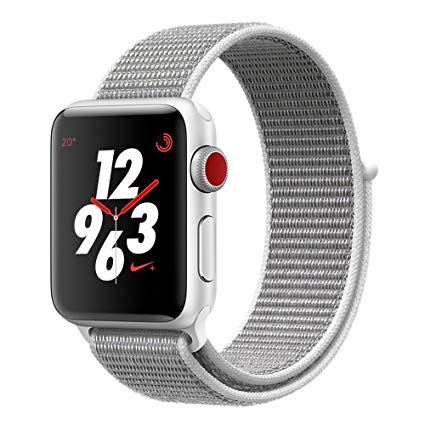 TiMOVO Compatible Band Replacement for Apple Watch 42mm 44mm, Soft Nylon Weave Sport Loop Band Strap with Adjustable Hook and Loop Fastener for iWatch 42mm 44mm Series 4/3 / 2/1, Seashell White