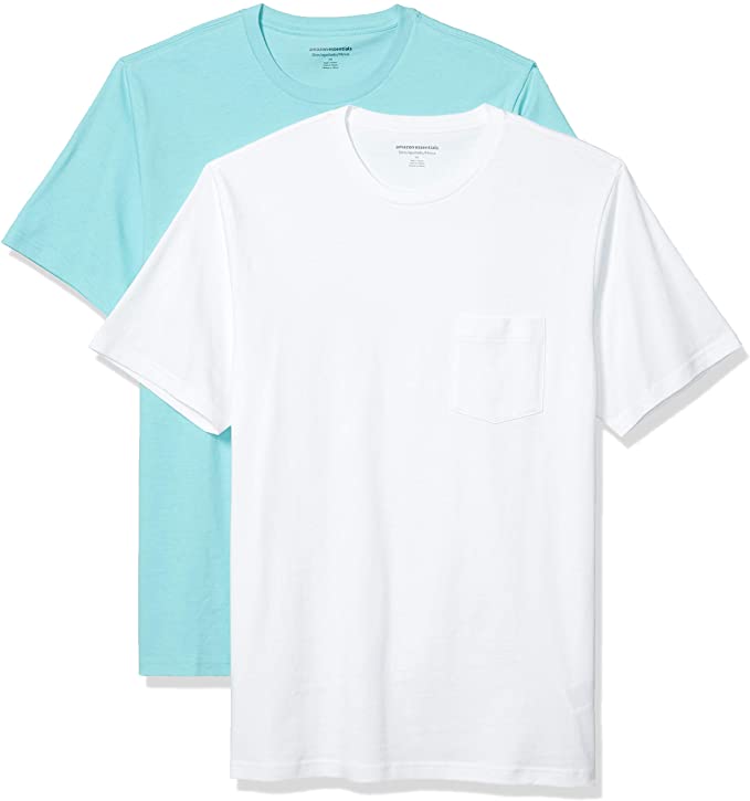 Amazon Essentials Men's 2-Pack Slim-Fit Short-Sleeve Crewneck Pocket T-Shirt