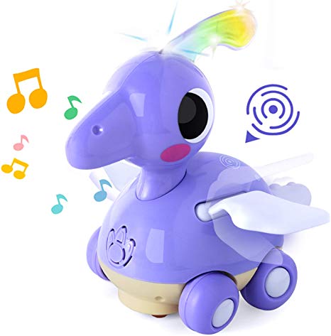 iPlay, iLearn Baby Musical Dinosaur Toy, Electronic Sensory Toy W/ Lights & Sounds, Moving & Crawling Music Activity, Interactive Learning Gift for 18 Month 1 2 3 Year Olds Infants Toddlers Boys Girls