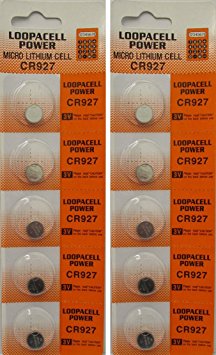 Loopacell CR927 Lithium 3V Batteries, 5 on a card (2 Cards - 10 Batteries)