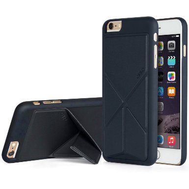 iPhone 6 6s Case, Akiko Stand Case [Origami Series] Ultimate Protection Scratch Proof Soft Interior Leather HardCase with [Foldable 2-Way Stand Feature] for iPhone 6 6s, Navy Blue