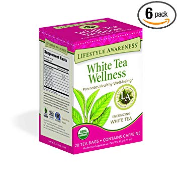 Lifestyle Awareness White Tea Wellness Tea, Contains Caffeine, 20 Tea Bags, Pack of 6