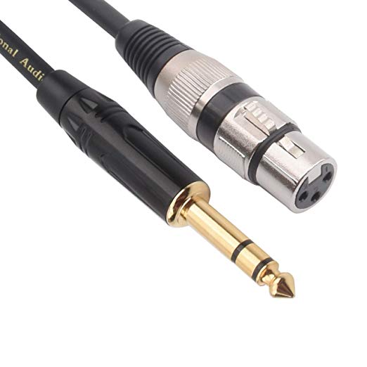 Tisino XLR Female to 1/4 Inch (6.35mm) TRS Jack Lead Balanced Signal Interconnect Cable Quarter inch to XLR Patch Cable - 3 Feet
